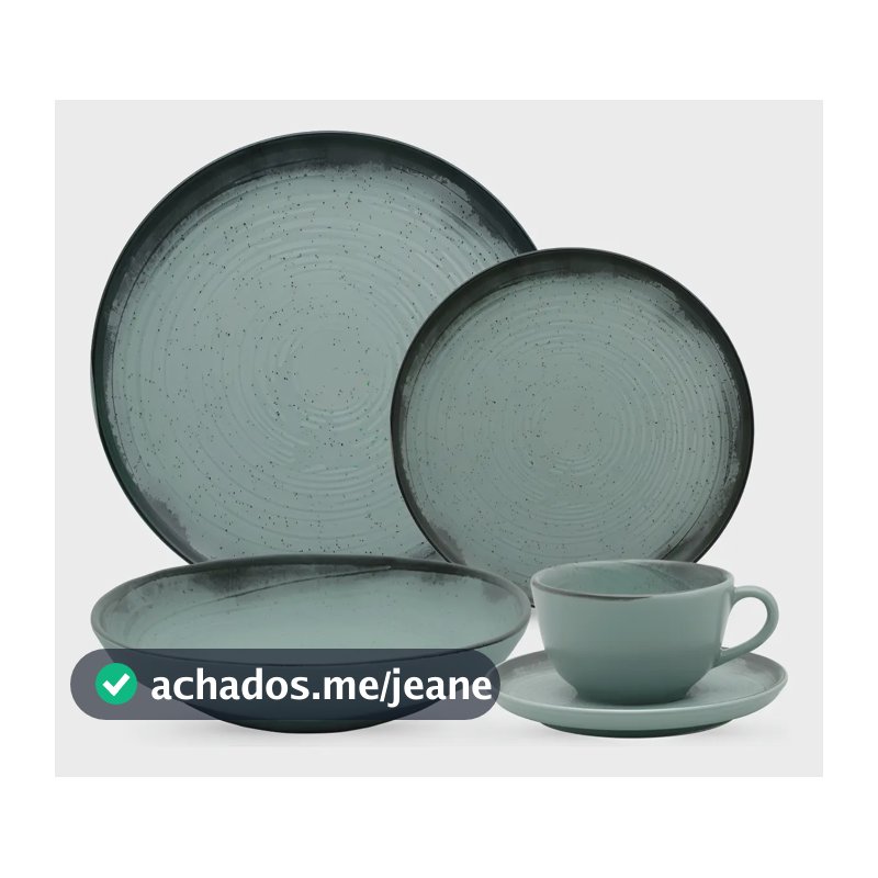 Aparelho De Jantar E Chá 20 Peças Cerâmica Flat Pacifico Oxford