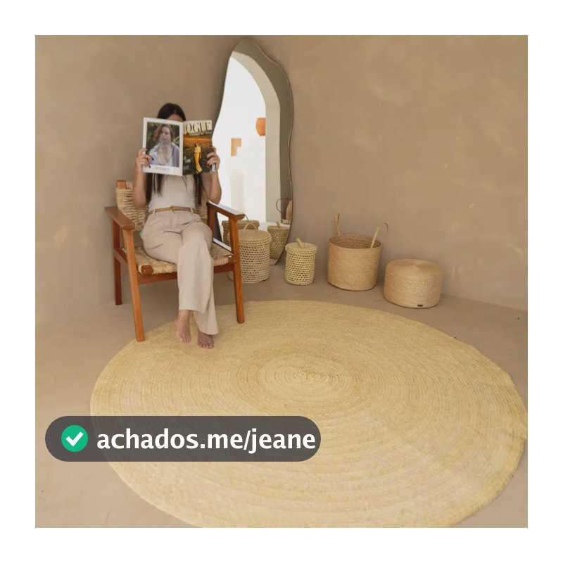 Tapete Palha Fibra Natural Artesanal Redondo Rustico 1,20m 1.2 M Palha