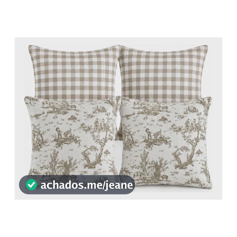 Kit 4 Capas Almofadas Xadrez E Toile De Jouy Luxo Fendi Xadrez_fendi Xadrez E Toile De Jouy