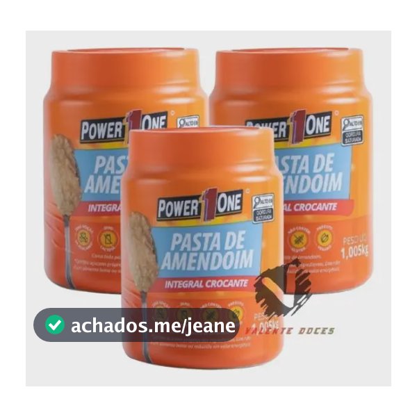 Kit 3 Pasta De Amendoim Integral Crocante 1kg Power One