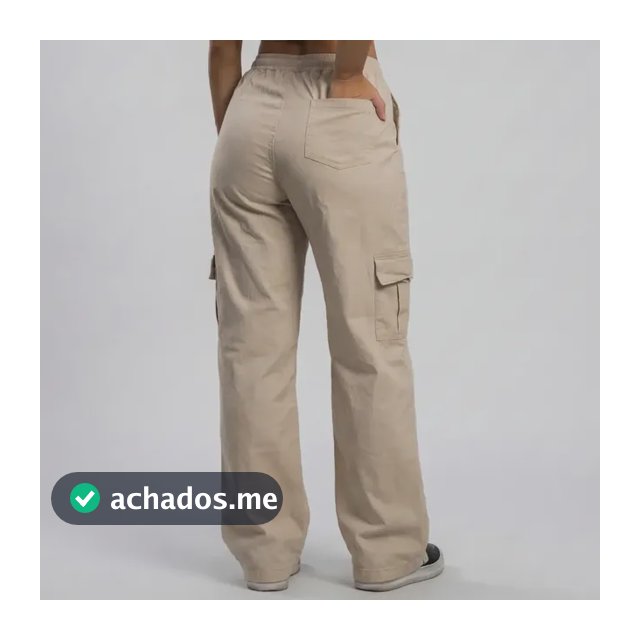 Calça Cargo Feminina Wide Leg Algodão Cintura Alta Y2k