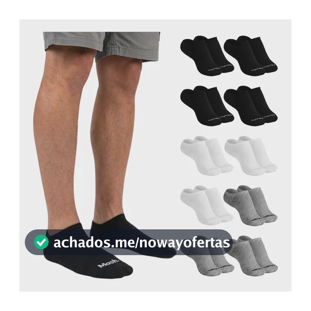 Kit 10 Pares Meia Invisível Soquete Algodão Confortável Mash