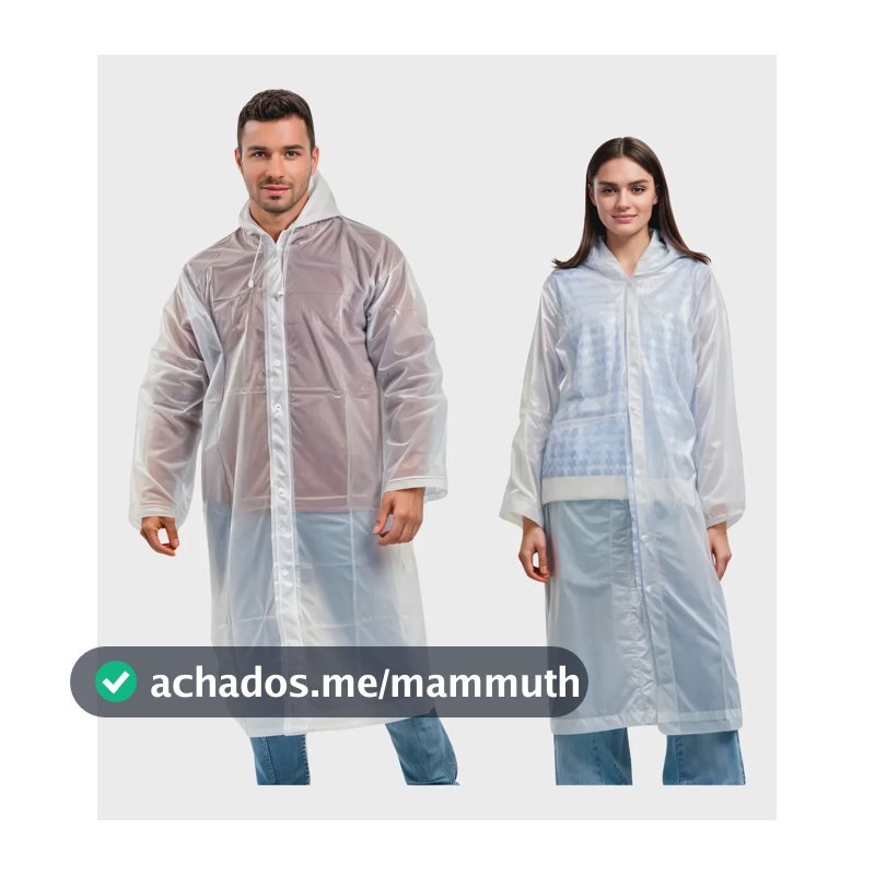Kit 2 Capa De Chuva Reforçada Pvc Transparente Resistente Transparente Único