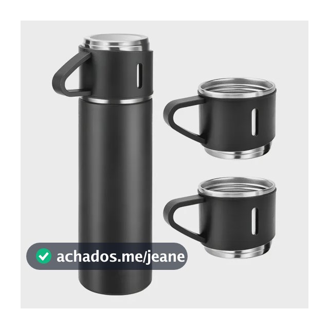 500ml Caneca Kit Garrafa Térmica Vacuum Bottle Inox + 3 Xíca