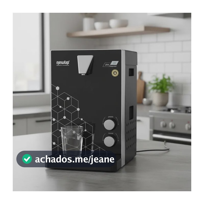 Purificador de Água New.Up! Glass 2.0 Preto Compressor 1.8L/H