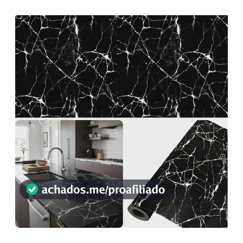 Papel Parede Adesivo Mármore Preto Lavável Envelopar Móveis Mármore Preto
