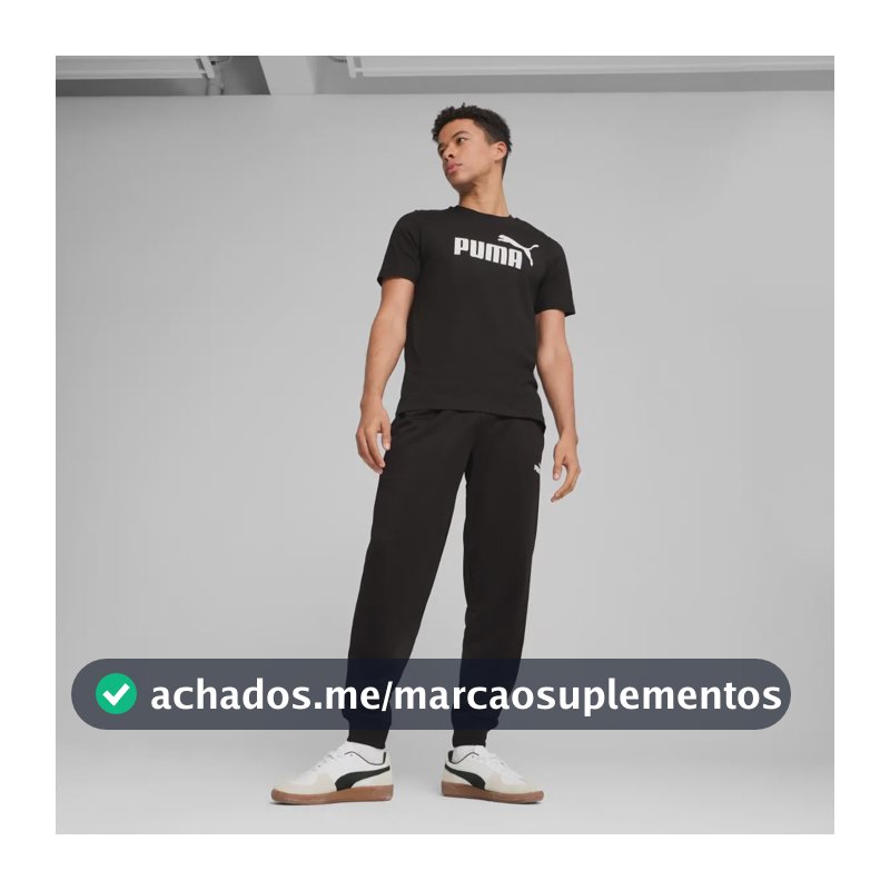 Camiseta Masculina Ess Logo Tee  Puma Puma Black Liso Gg
