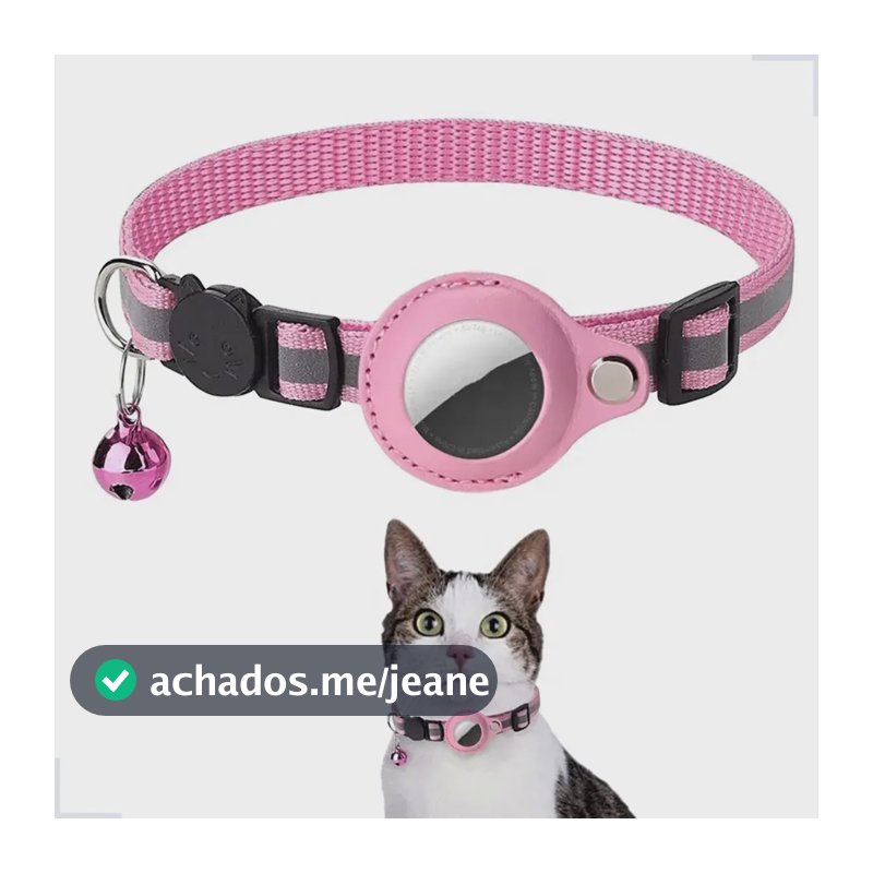 Coleira Case Capa Fixa Para Airtag Rastreador Gps Cães Gatos Cor Rosa Tamanho Da Coleira 30cm X 1cm