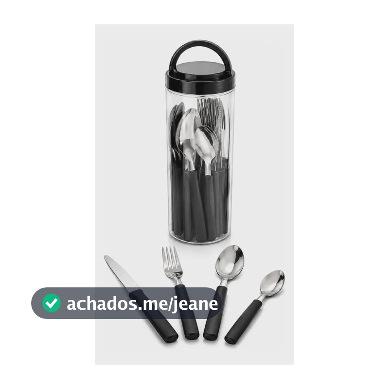 Faqueiro 24 Peças Aço Inox Cabo Polipropileno Ideehome Cor Preto