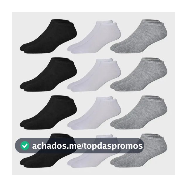 Kit 12 Pares Meia Soquete Cano Curto Preto 38 Ao 44 Premium