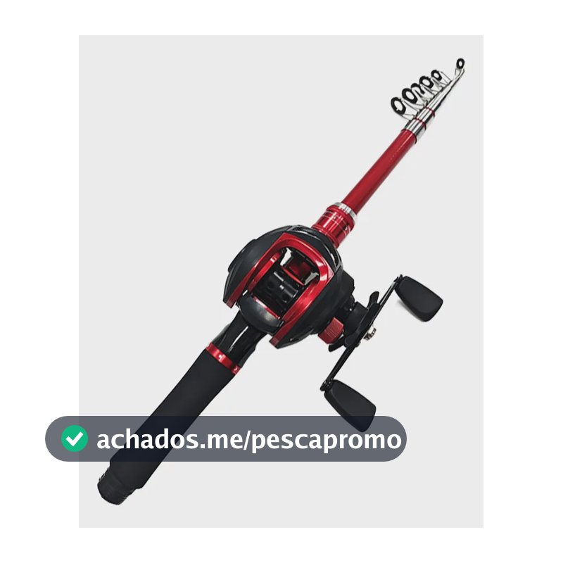 Kit Molinete Pesca + Vara De Pesca Telescopica Vermelho Direito