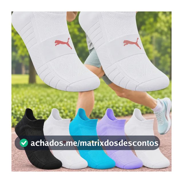 Meia Puma Poliamida Esportiva Corrida Dry Academia Soquete Branco/melancia M (34-39)