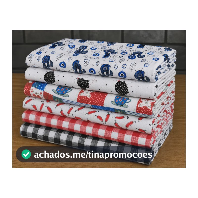 Kit 10 Panos De Pia Limpeza 100% Algodão Alvejado Estampado Estampado