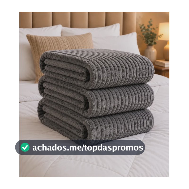 Cobertor Manta Casal Aveludada Canelada Super Macia Luxo Canelada 750 G Cinza