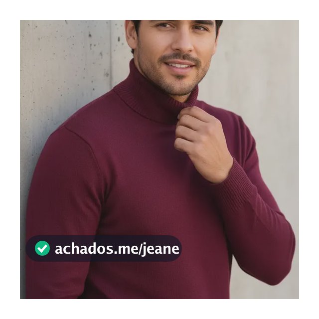 Cacharrel Blusa Trico Sueter Lã Masculina Canelada Gola Alta