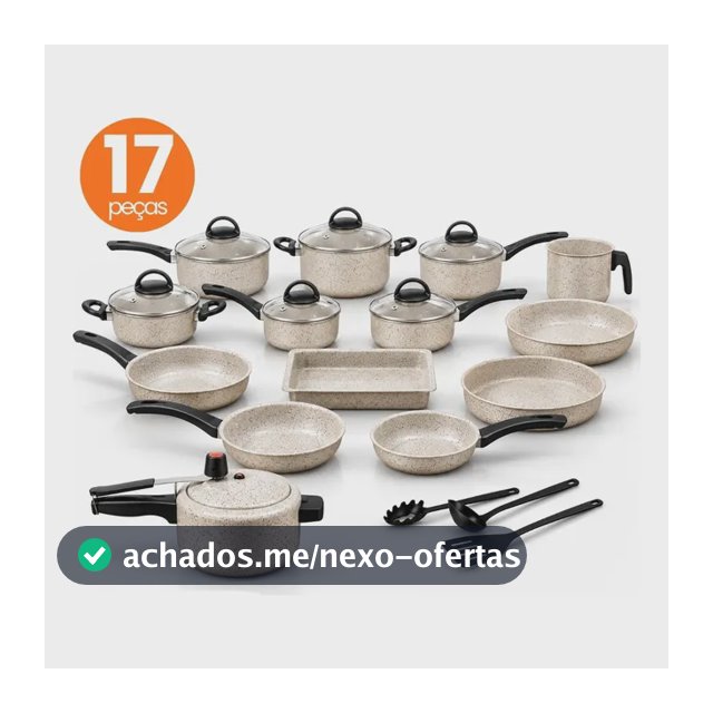 Conjunto Panelas 17 Peças Antiaderente Brinde Panela Pressão