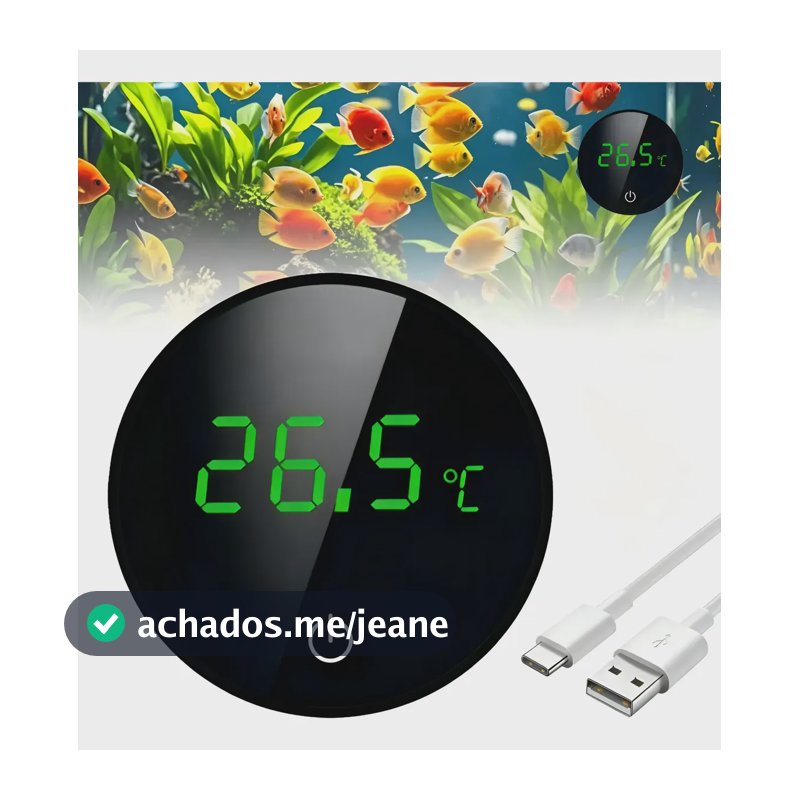 Termômetro Digital Aquário Terrário Adega Estufa E Piscina Preto