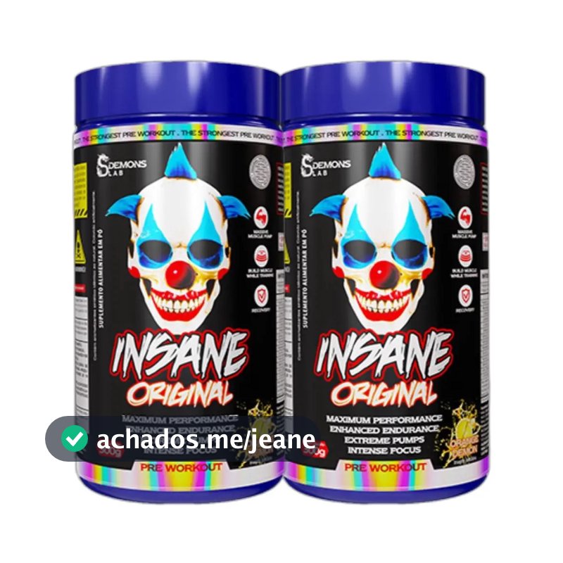 Kit 2x Pre Treino Insane Orange 300g - Demons Lab Sabor Sem Sabor