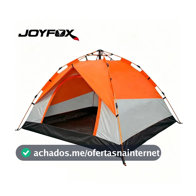Barraca de Camping Pop Up Joyfox para 4 Pessoas Automática Acampamento Barraca Montagem Rápida e Impermeável Cor Laranja-Cinza-2