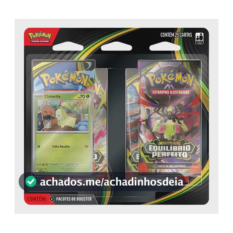 Cartas Pokémon Equilíbrio Perfeito Chikorita 25 Cards Copag
