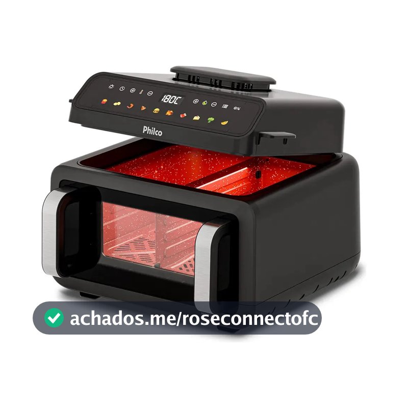 Air Fryer Barbecue Philco 11l 10em1 Visor Glass 1900w Turbo