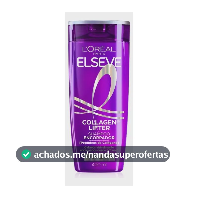 L'Oréal Paris Elseve Collagen Lifter Shampoo Encorpador para Cabelos Finos e Sem Volume, Reconstrói Massa Capilar e Amplifica Volume com Colágeno 400ml