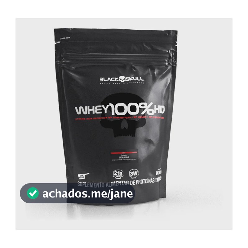 Proteína Black Skull Whey 100% HD em pó sabor Morango x 900g