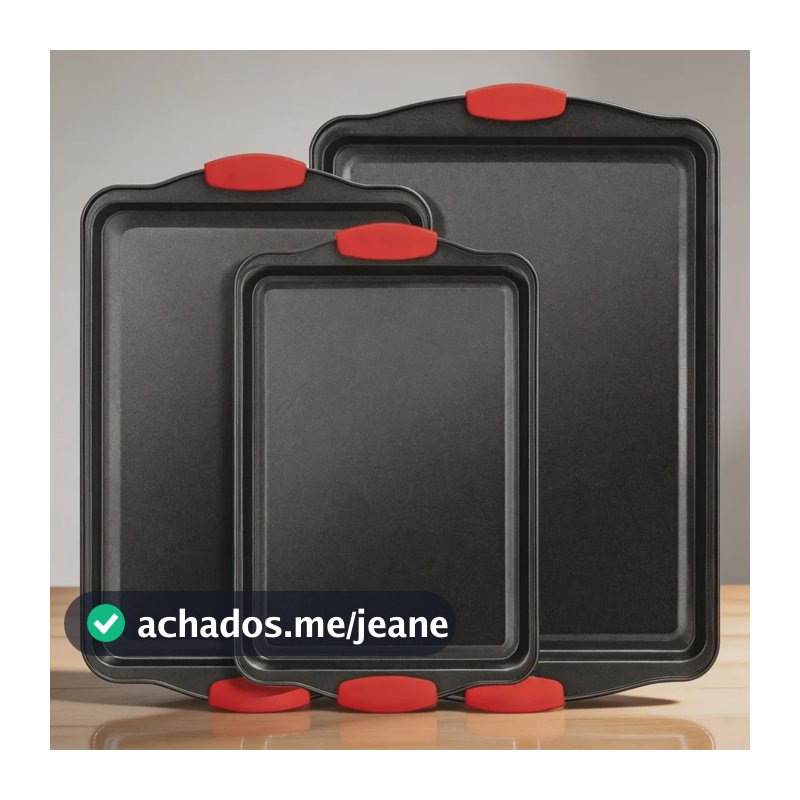 Kit 3 Assadeiras Antiaderentes Fundas Aço Carbono Empilhável Preto