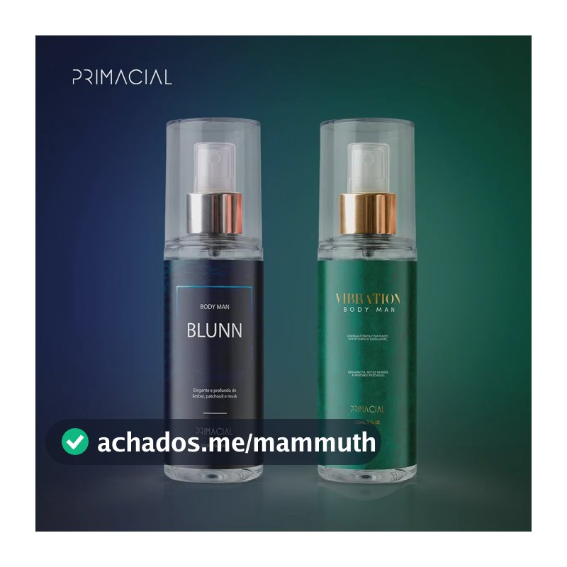 Kit Body Splash Masculino Vibration E Blunn 200ml - Primacial Perfume Bergamota Limão