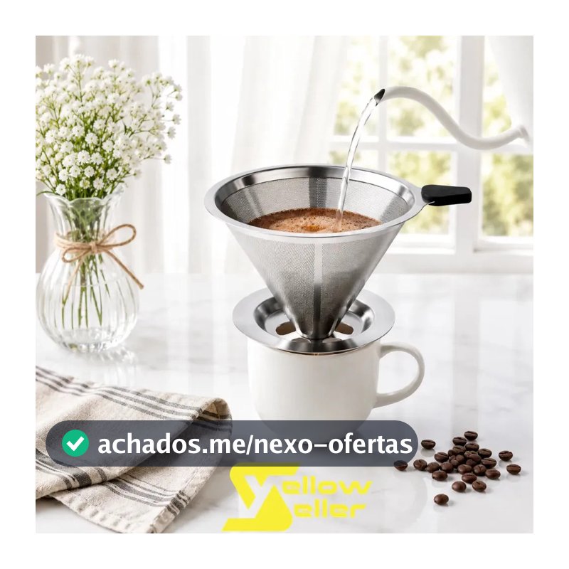 Filtro Coador De Café Inox 103 Reutilizável Permanente Aço Inoxidável Ecológico Não Necessita Uso De Papel Yellow Seller
