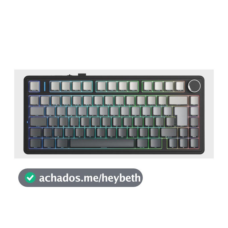 Teclado Aula F75 Mecânico Preto Degradê Tri Mode Gamer Anbt2 Preto Degradê Português Brasil