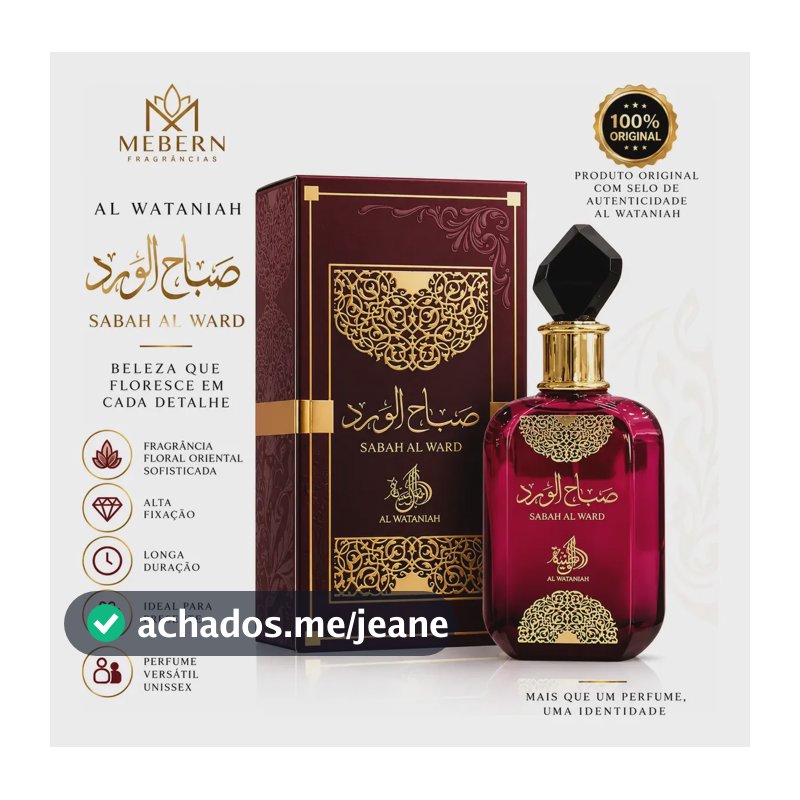 Perfume Arabe Sabah Al Ward 100ml Al Wataniah