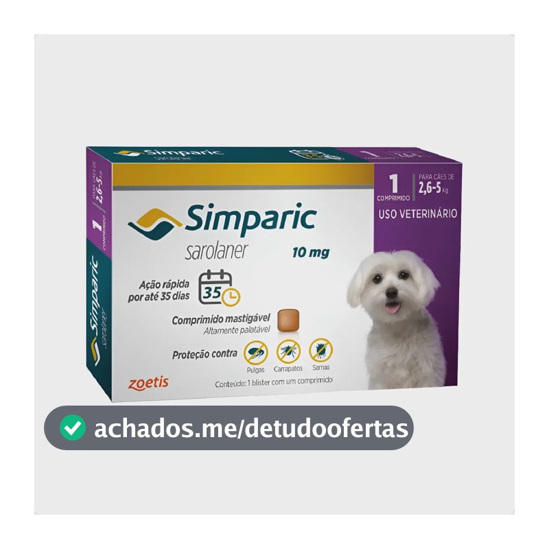 Antipulgas Simparic Para Cães 2,6 á 5 kg 1 Comprimido