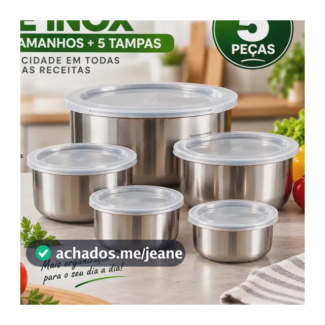 Conjunto De 5 Tigelas De Cozinha Tigela De Inox Bowl Vasilha Inox