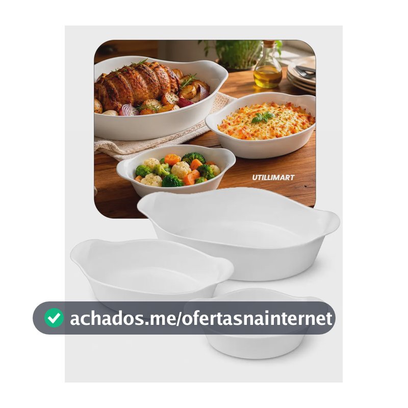 Marinex Conjunto De Assadeiras Oval Opaline Branco Jogo De Travessas 3 Peças Branco Utillimart