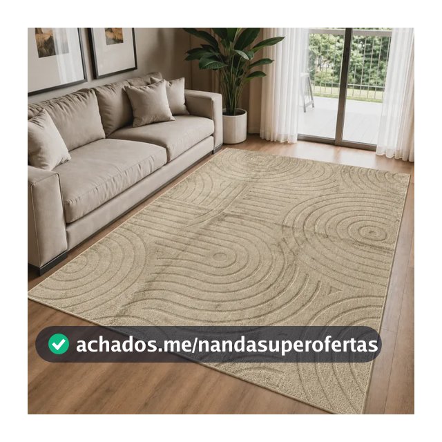 Tapete Moderno 2,0x1,5m Antiderrapante Alto Relevo Sala 2 M 1.5 M Bege