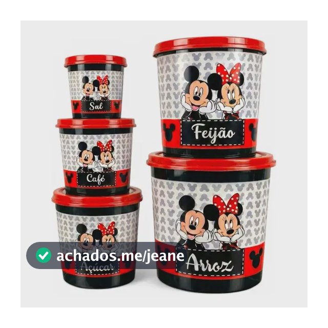 Jogo De Mantimentos Mickey C/5 Peças