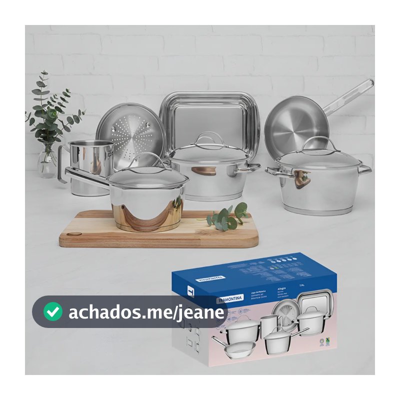 Jogo De Panelas Tramontina/inox/indução/antiaderente 7 Peças Inox