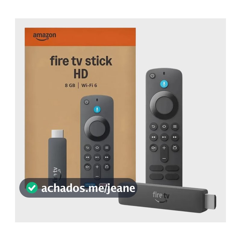 Fire Tv Stick Hd Amazon 8gb Wi-fi 6 Com Controle Alexa Voice Preto De Voz