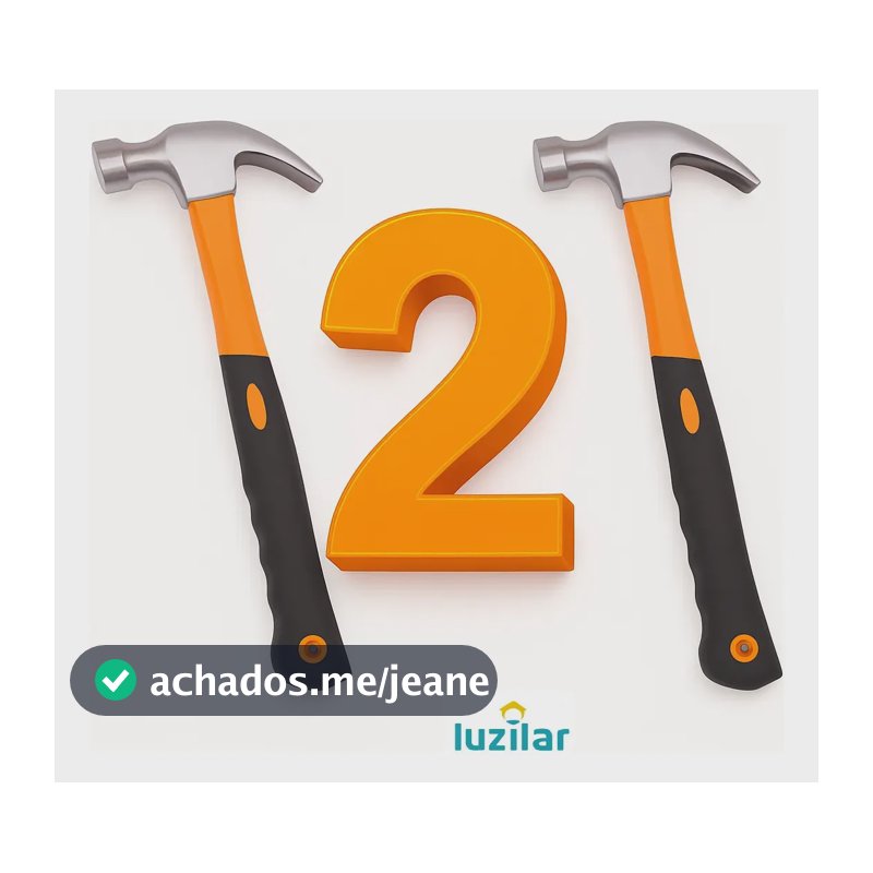 Martelo De Unha Kit C/ 2 Martelos Profissional Cabo Fibra 27cm Emborrachado Martelo De Unha Resistente Luzilar 2 Unidades