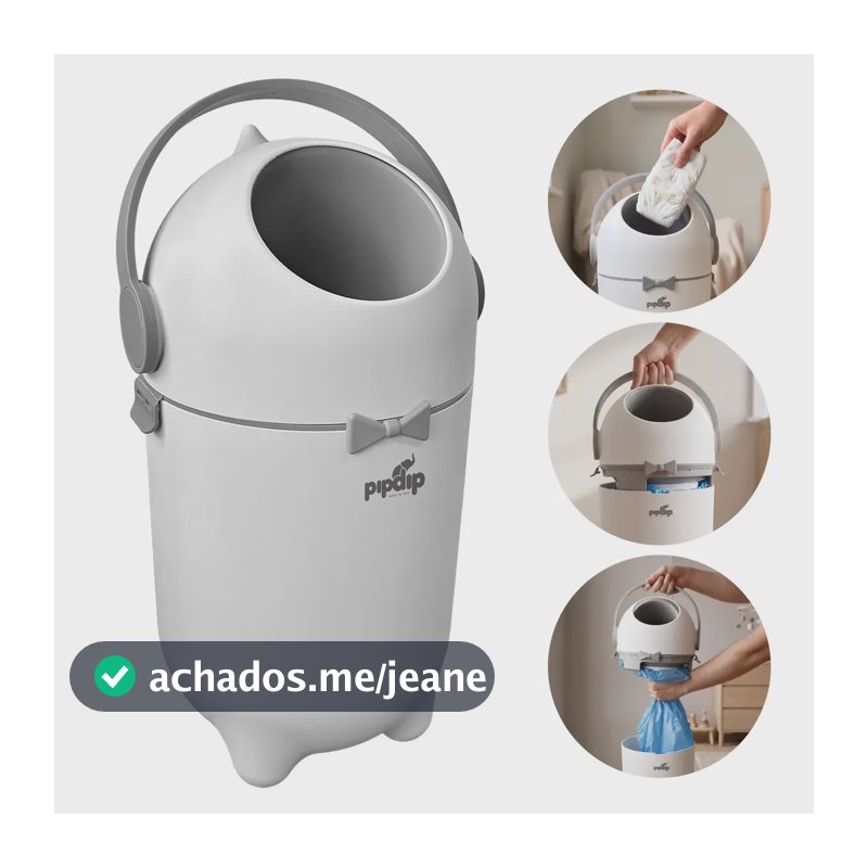 Lixeira Antiodor para Fraldas Quarto do Bebê Banheiro e Pet Lixeira Mágica Anti Odor Grande 15 Litros Pipdip
