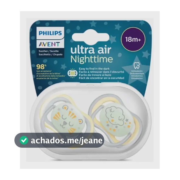 Chupeta Ultra Air Noturna Dupla 18m+ Brilha No Escuro Avent