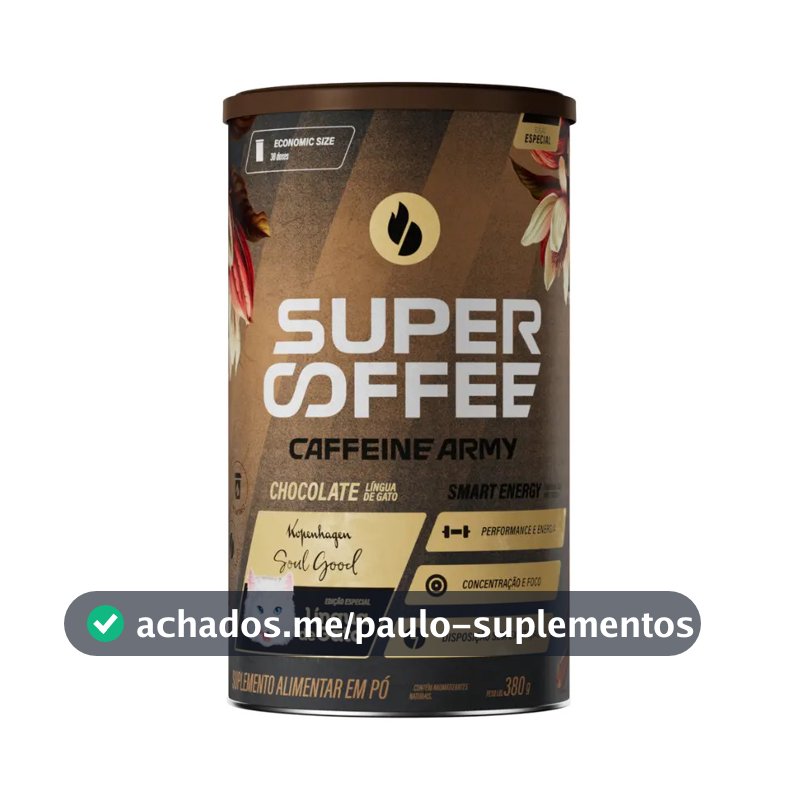 Cafeína Caffeine Army SuperCoffee - Lingua de Gato em pó sabor Chocolate ao leite x 380mL