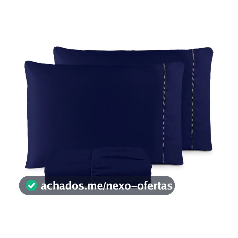 Jogo De Lençol 400 Fios Queen Azul-marinho Liso 3 Peças Com Elástico Padrão Hotel