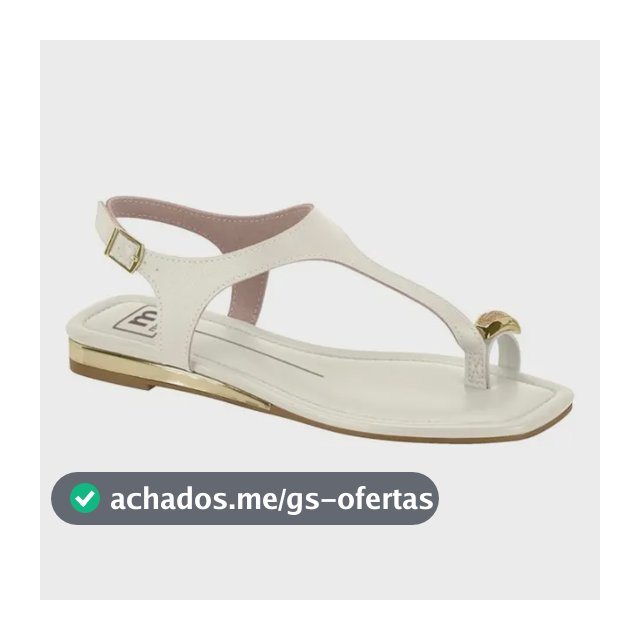 Sandália Rasteira Moleca Feminina Fivela Dourada Confortável Branco Off Liso 36 Br