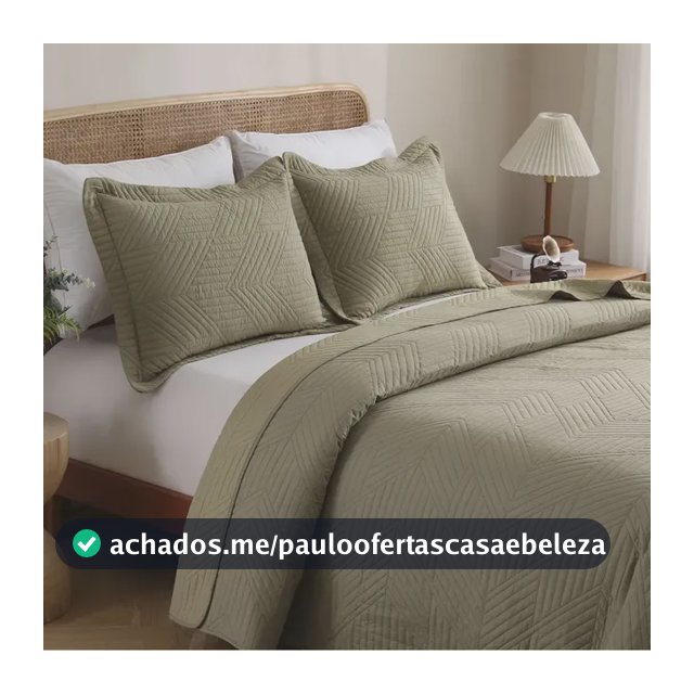 Kit Cobre Leito Colcha Queen 3 Peças Boutis Lisas Dupla Face Porta Travesseiro Aba Americana Oslo Oliva