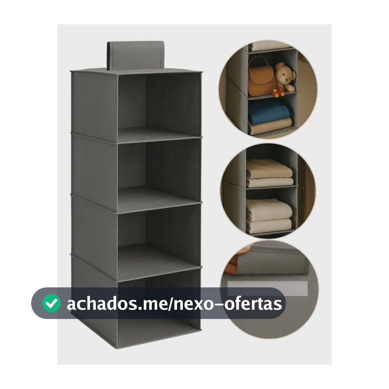 Organizador Suspenso Guarda Roupa Multiuso Divisórias Closet Cinza