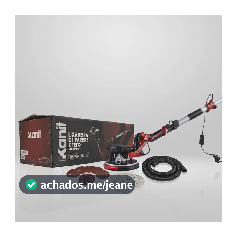 Lixadeira Parede Teto Kanit 1800rpm Lixas Led E Saco Coletor Vermelho E Preto 50/60hz