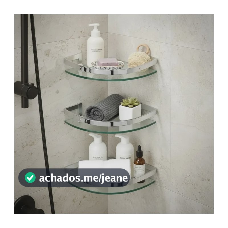 Kit 3 Porta Shampoo Canto Suporte De Banheiro Prateleira Vidro Incolor Luxo Condicionador Porta Mantimentos De Cozinha
