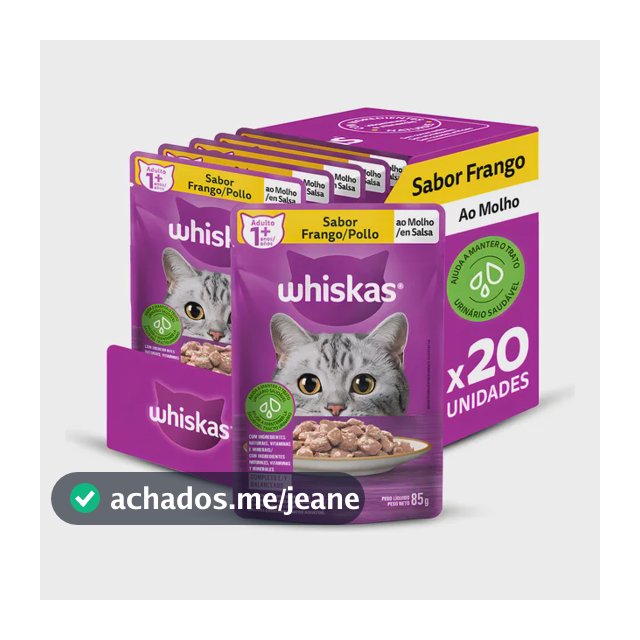Sache Whiskas Sachê Frango ao Molho para Gatos Adultos caixa com 20 unidades de 85 g